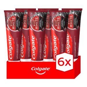 Pasta de dientes blanqueadora Colgate Max White con carbón 75ml. Pack de 6